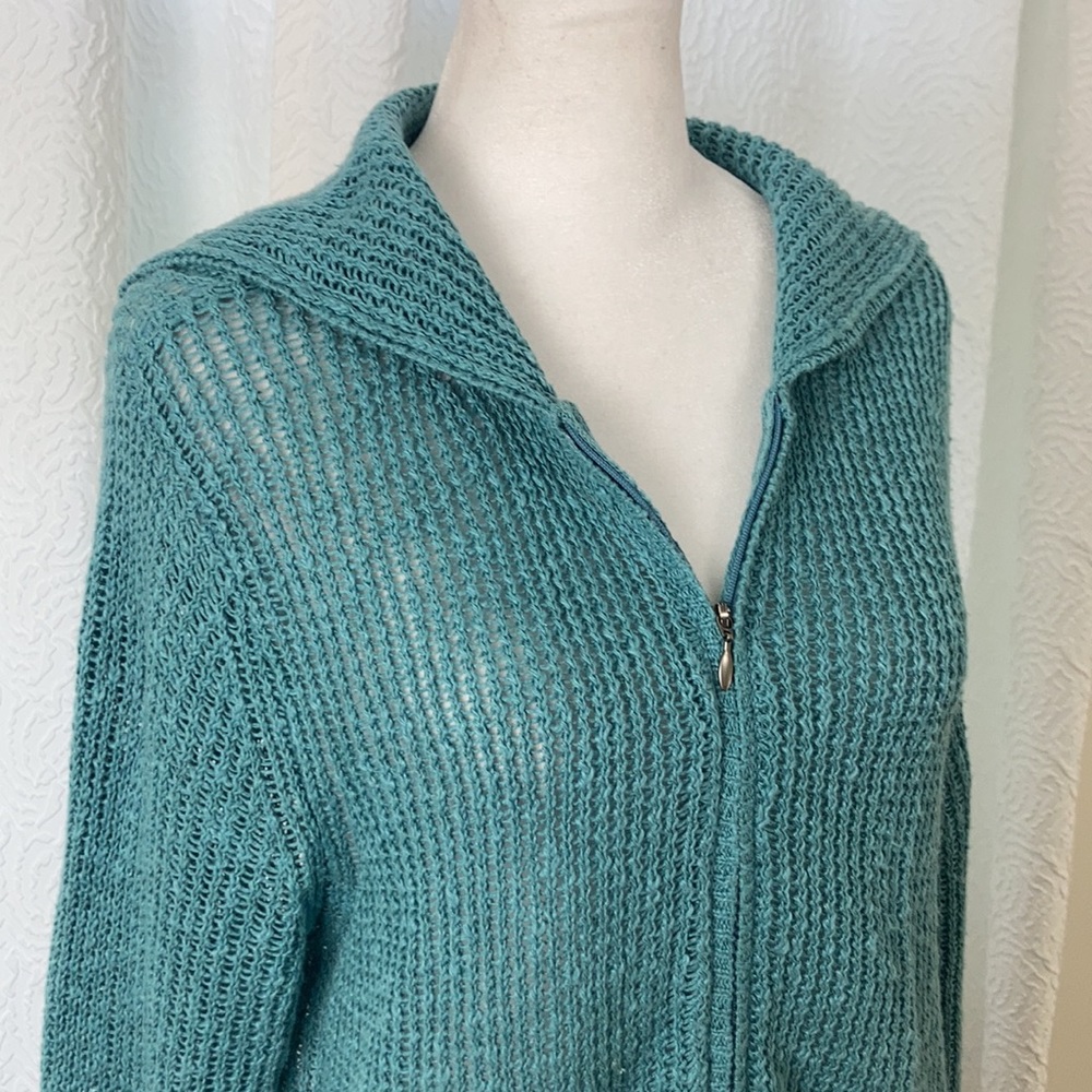 J Jill Cardigan Sweater Linen Blend w/ Zip  sz L